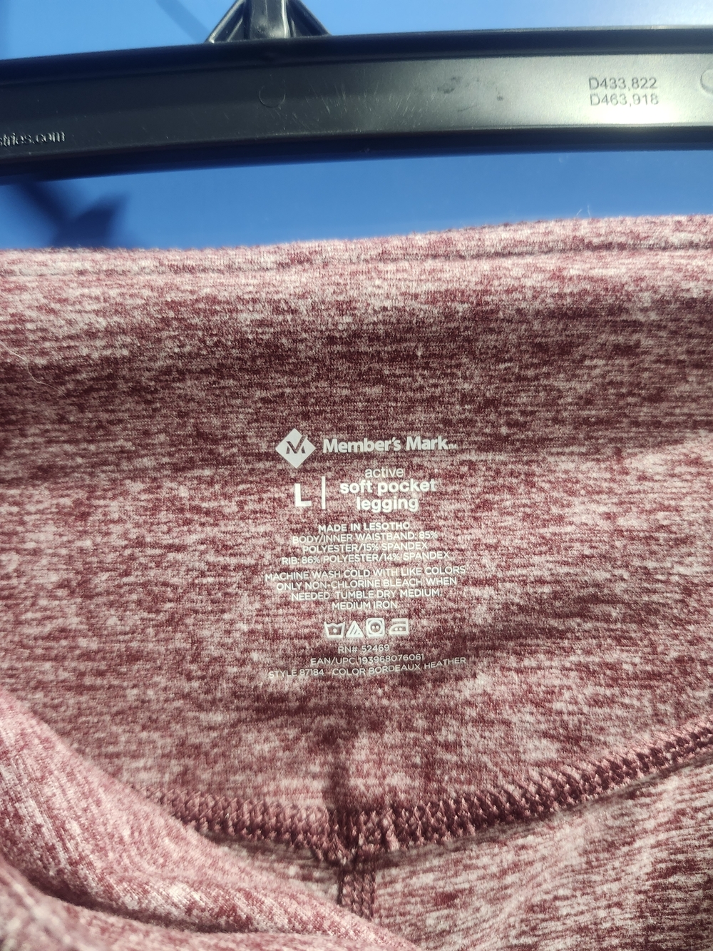 Member's Mark Heathered Mauve Athletic Leggings with Side Pockets Size L - Picture 7 of 9